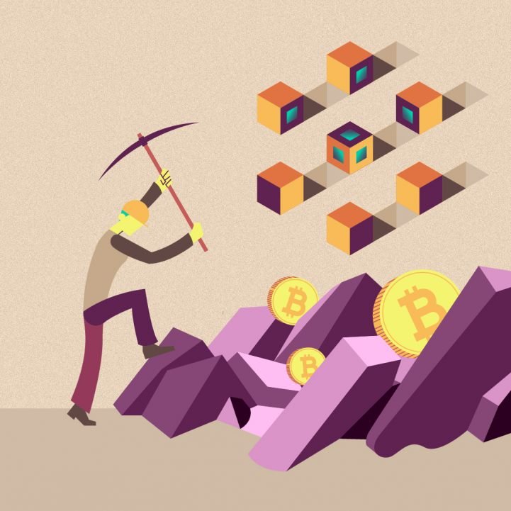hombre minado blockchain